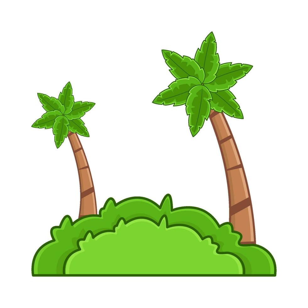 palm tree with grass illustration vector