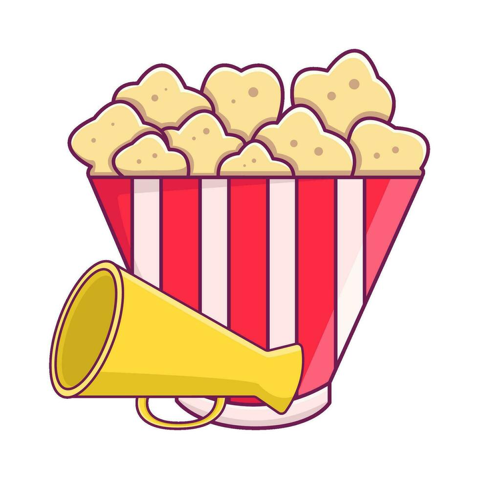 popcorn with trumpet illustration vector