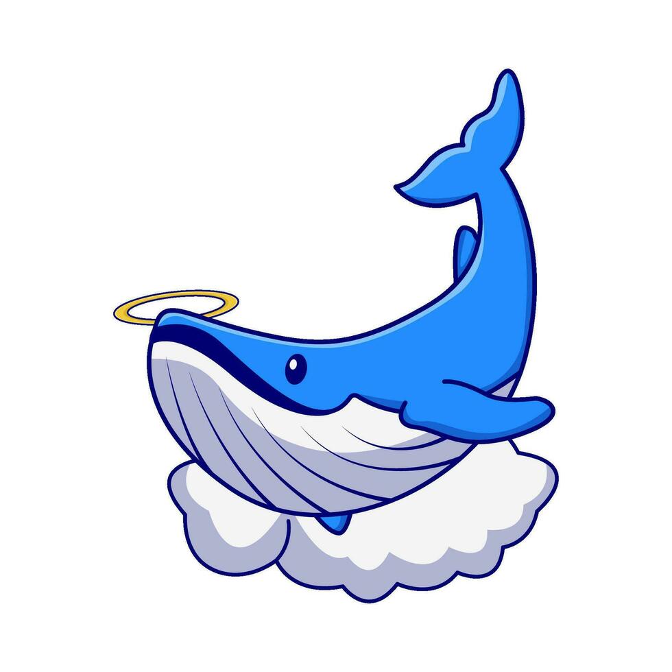 whale  angel in cloud illustration vector