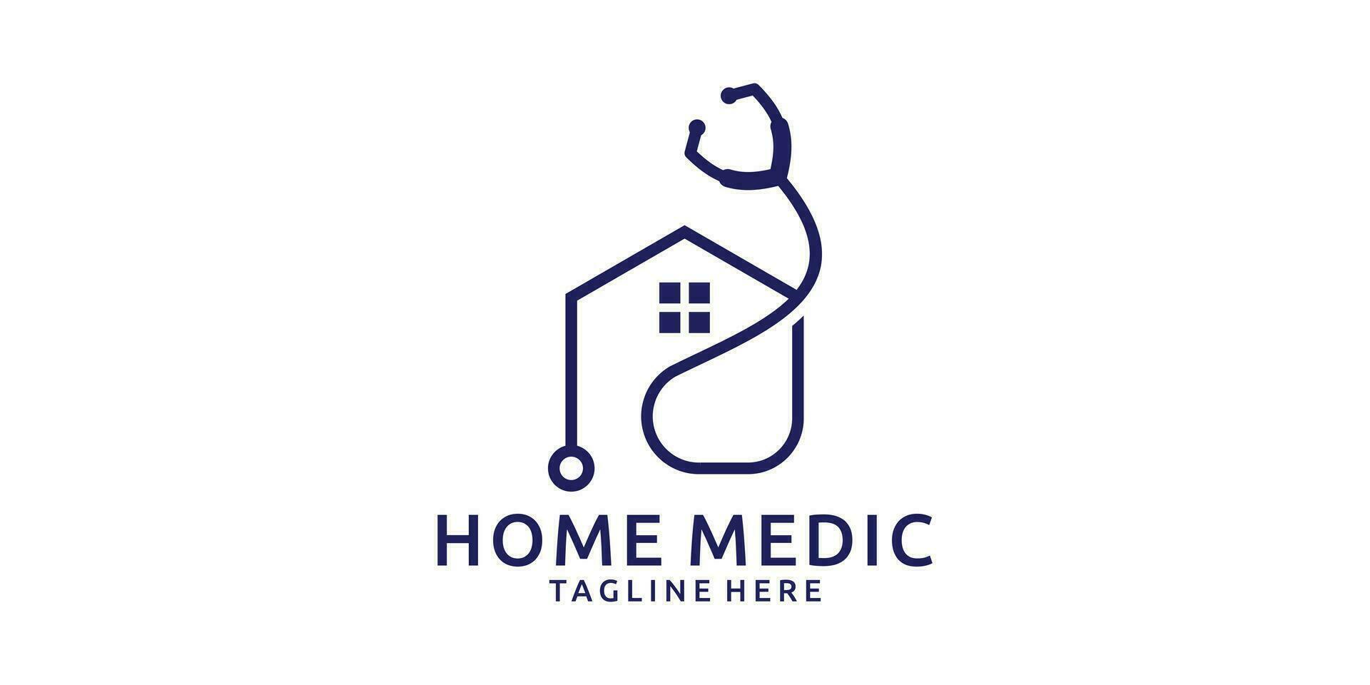 logo design combination of stethoscope with building, house, minimalist lines. vector