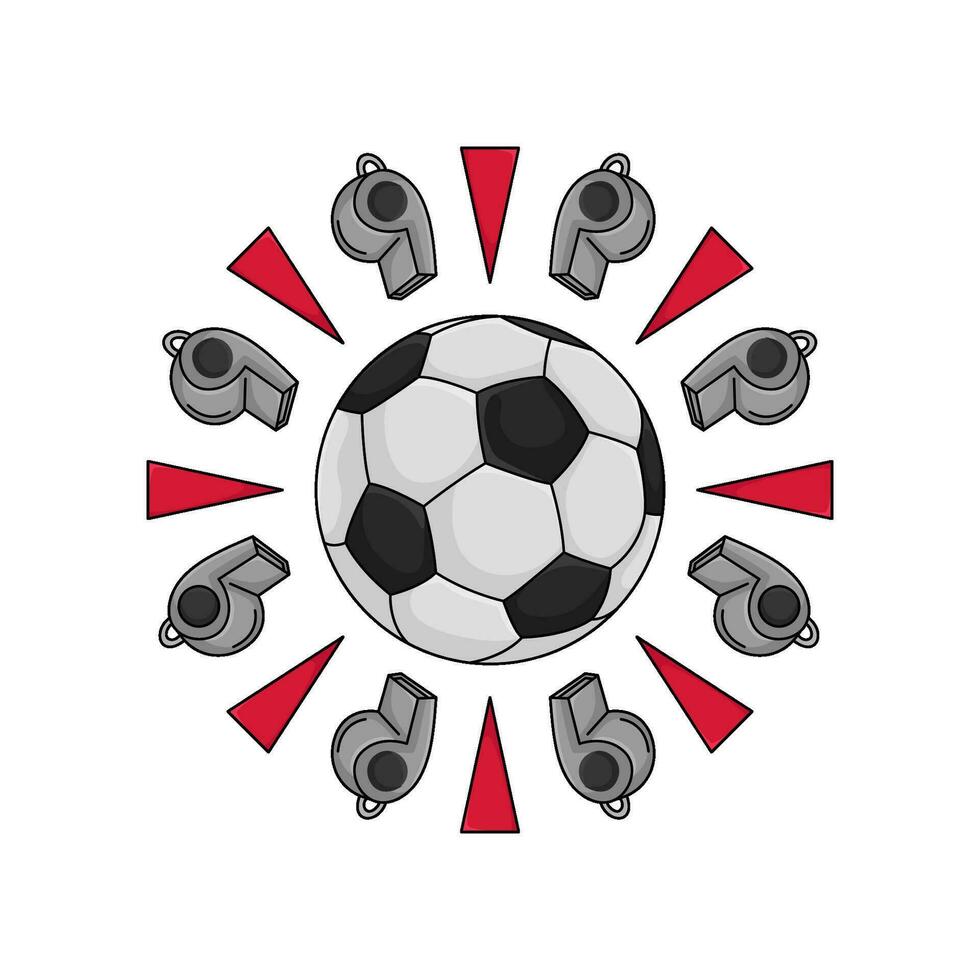 fútbol pelota con silbar ilustración vector