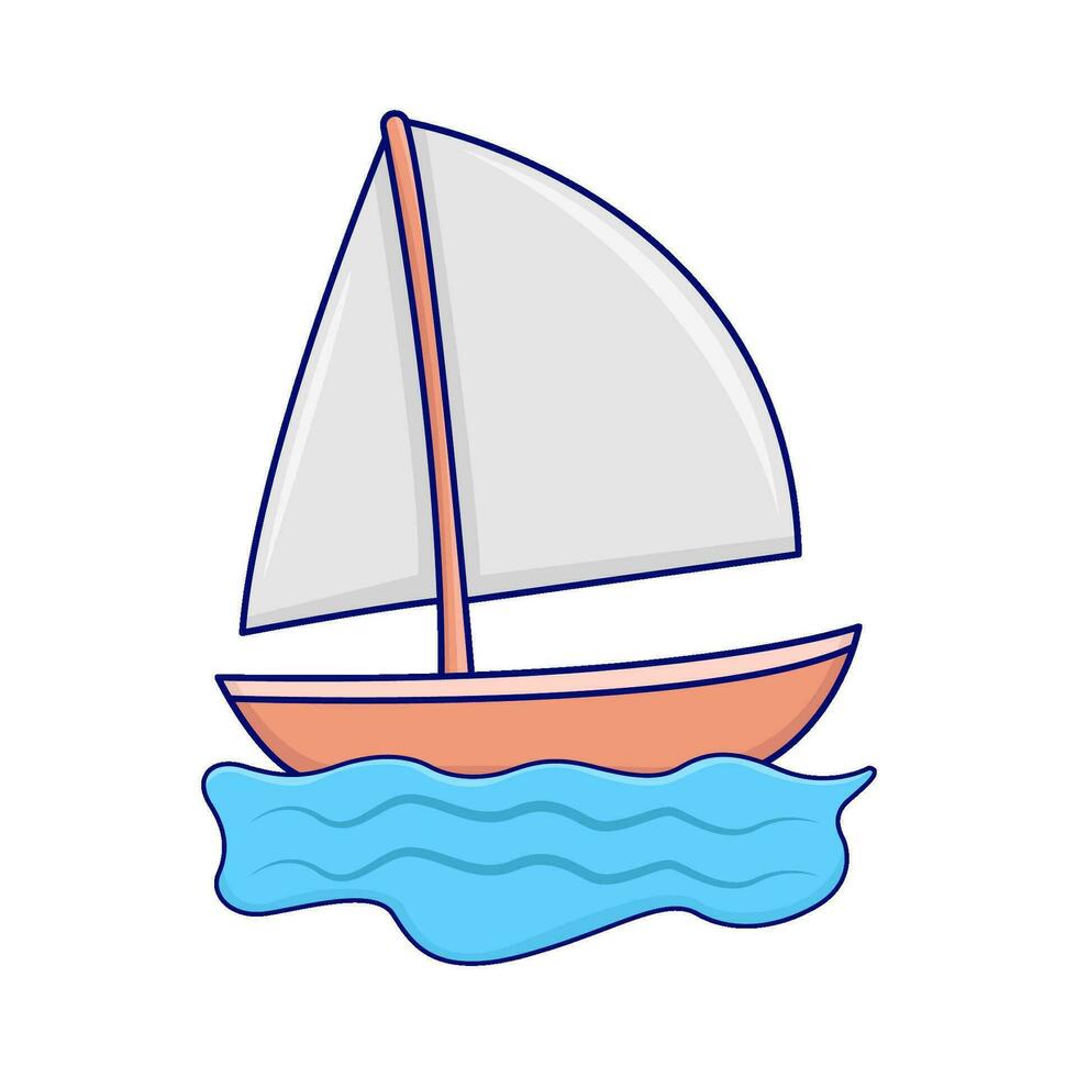 boat in ocean illustration vector