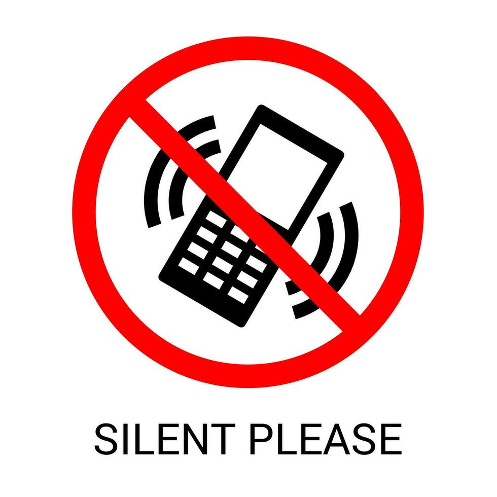 silent please sign vector