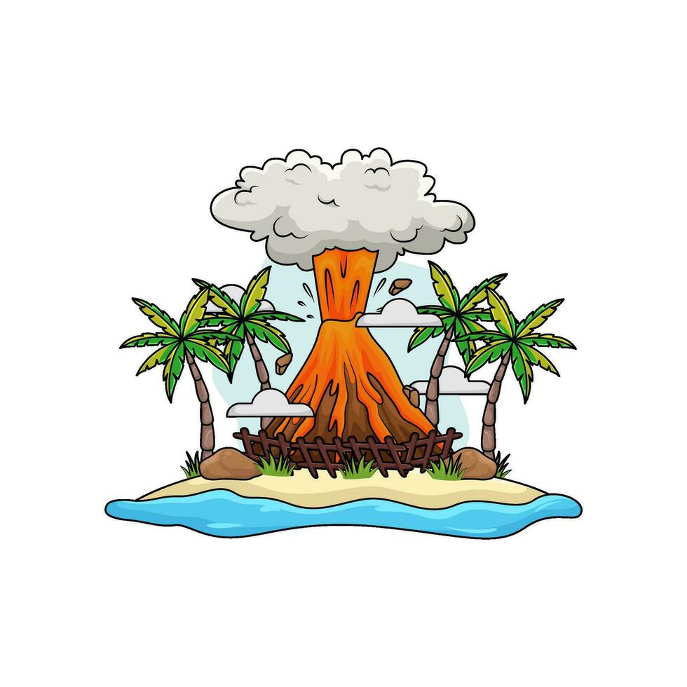 erupción en playa ilustración vector