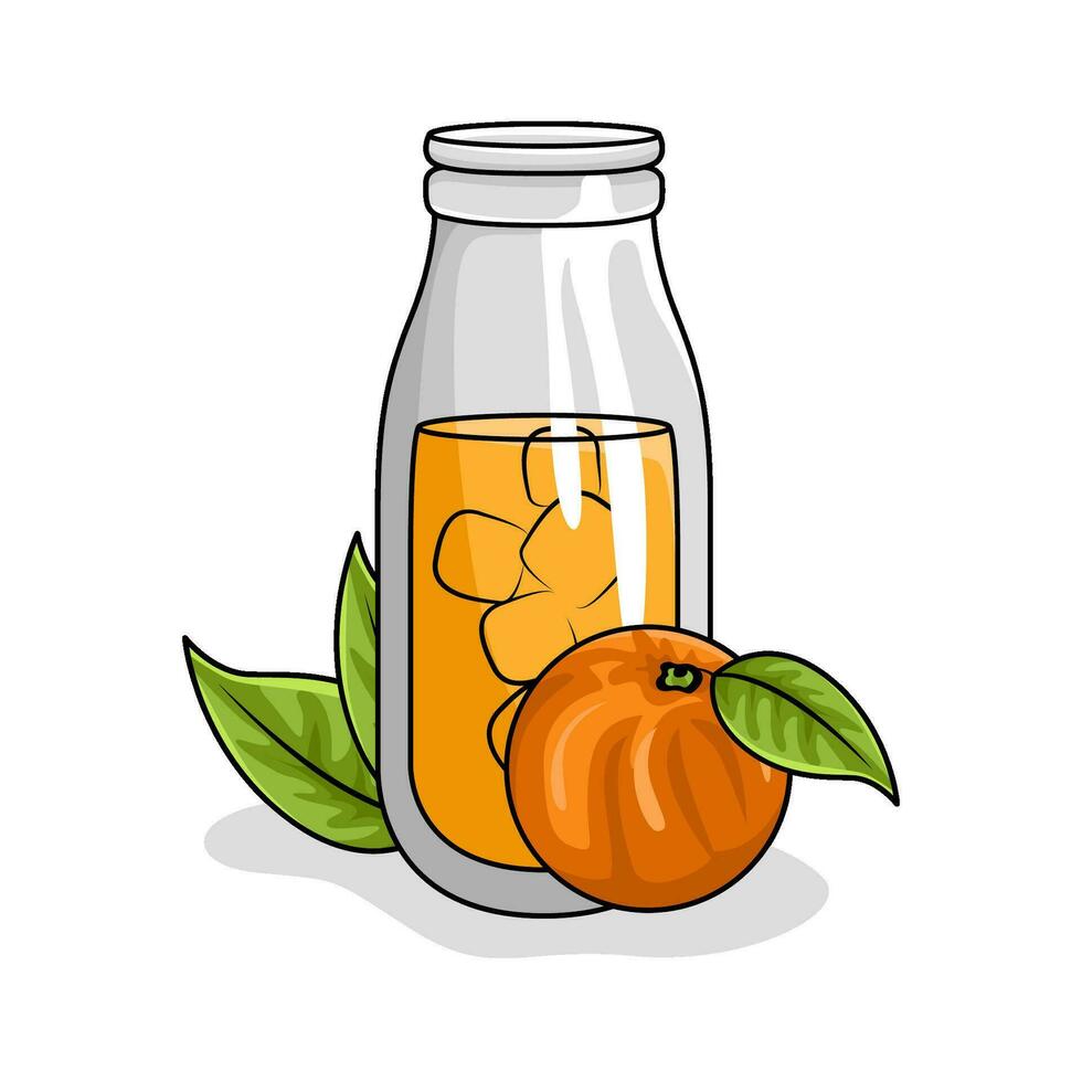 juice orange with orange fruit illustration vector