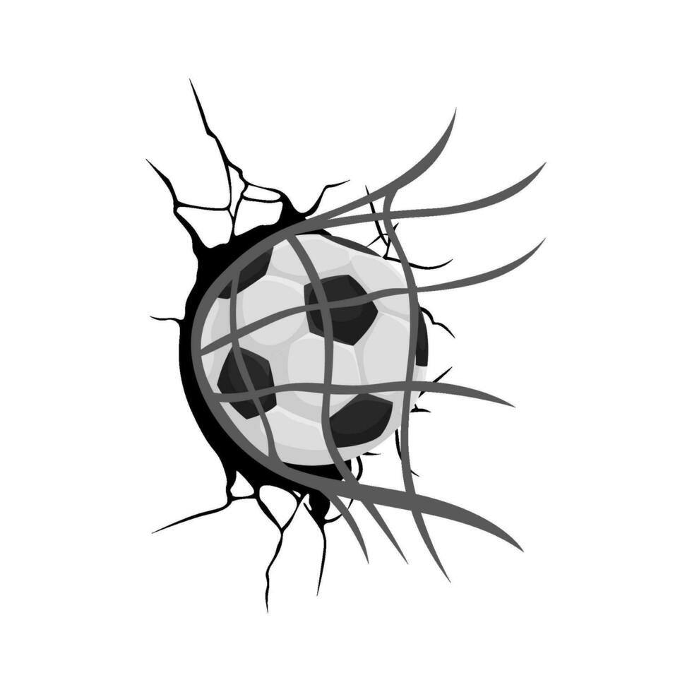 soccer ball in goal illustration vector