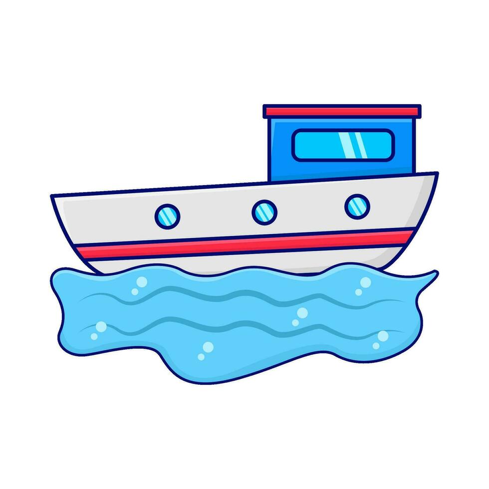 barco en Oceano ilustración vector