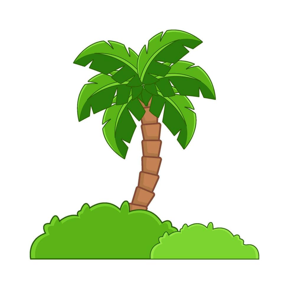 palm tree with grass illustration vector