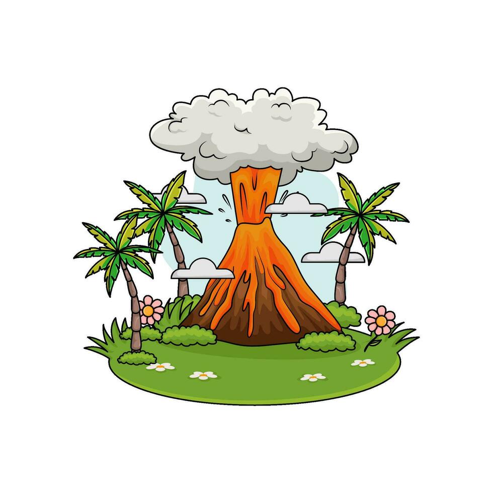 erupción en bosque ilustración vector