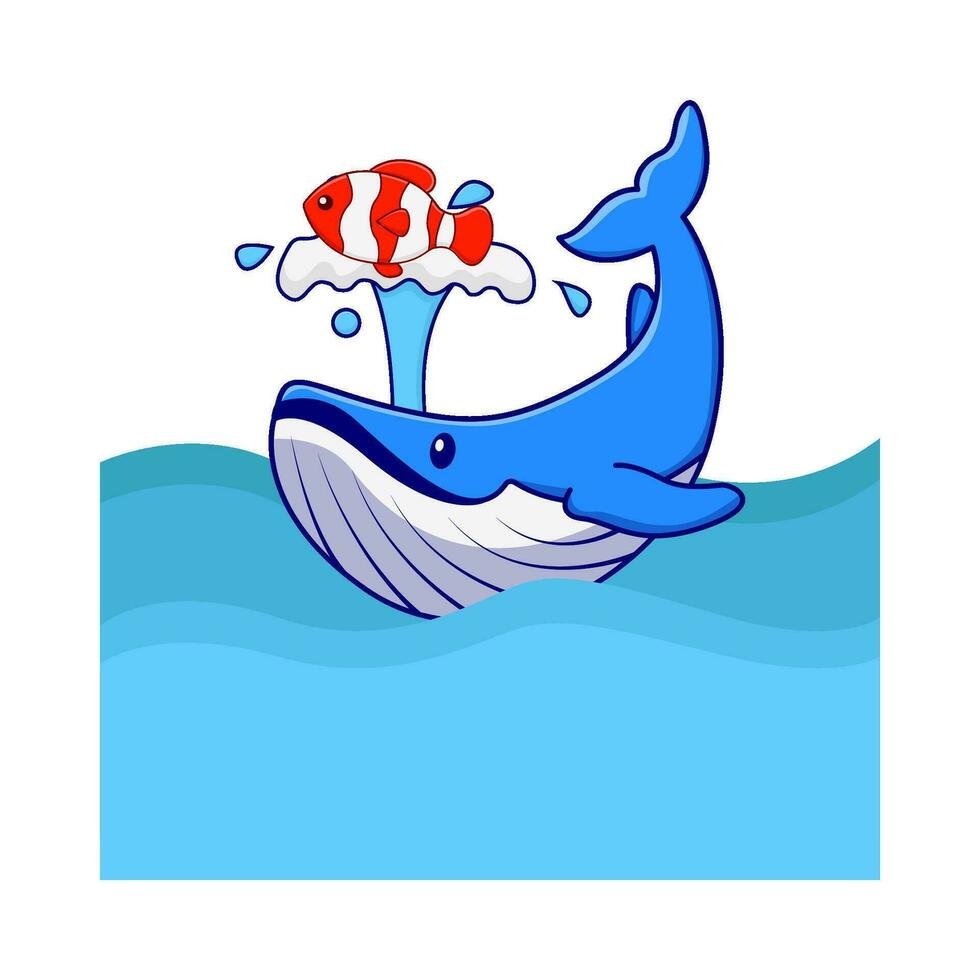 whale with fish in swimming pool illustration vector