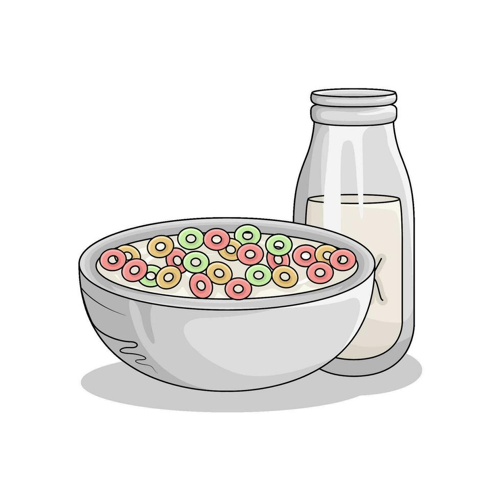 wheat powder, milk with cereal illustration vector