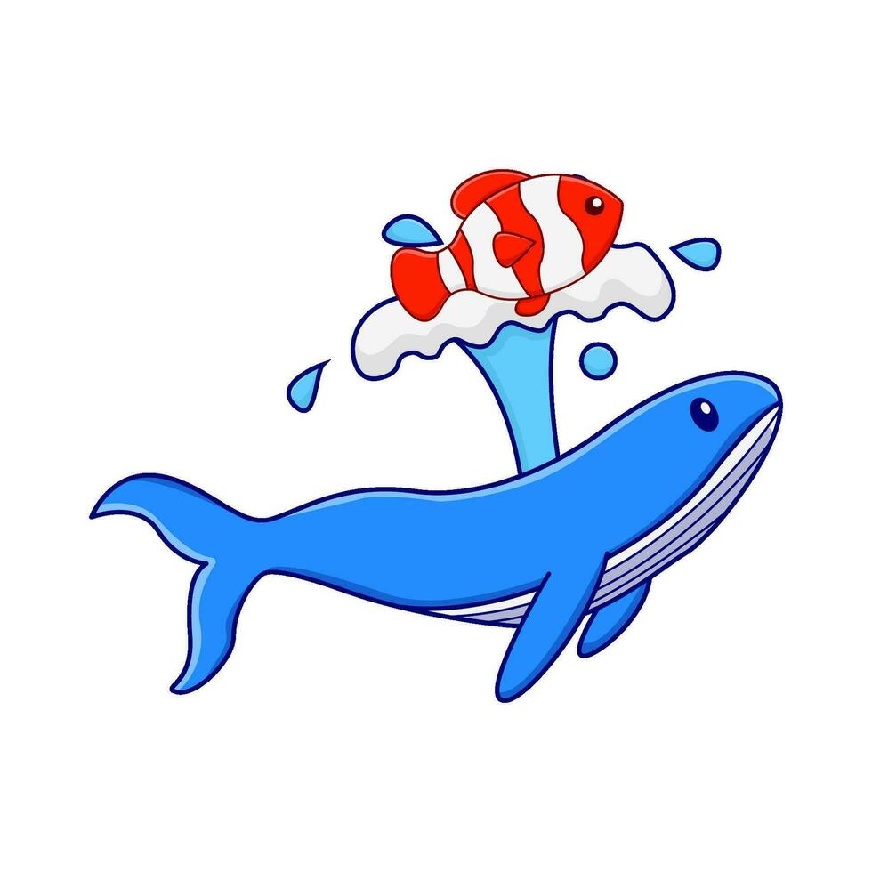 whale with fish  illustration vector