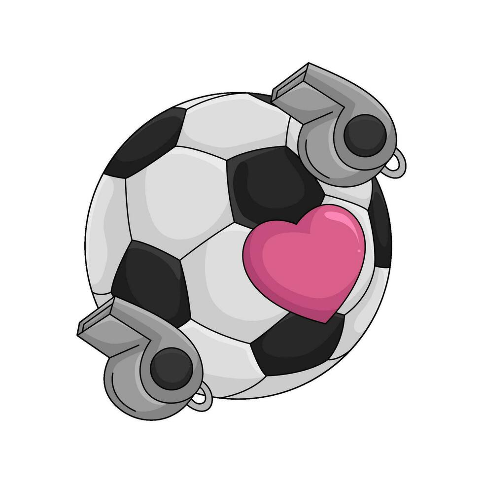 soccer ball, love with whistle illustration vector