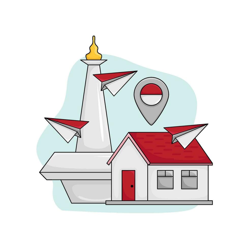 monas with home indonesia merdeka vector
