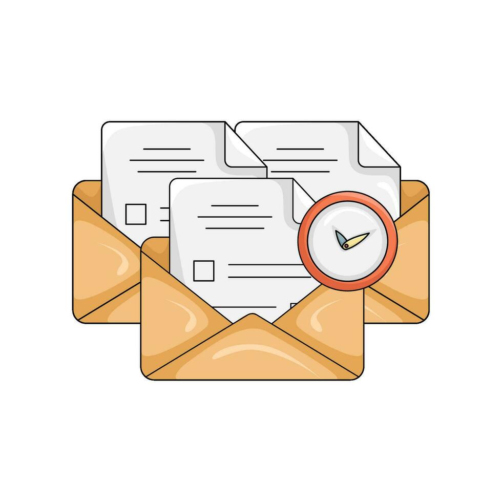 correo con reloj hora ilustración vector