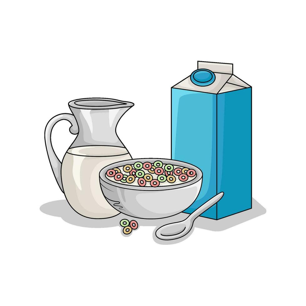 trigo polvo, Leche con cereal ilustración vector