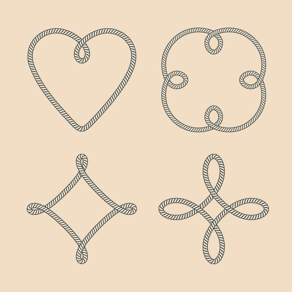 four different types of knots and shapes vector