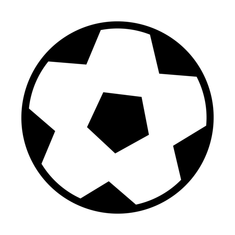 un negro y blanco fútbol pelota icono en un blanco antecedentes vector