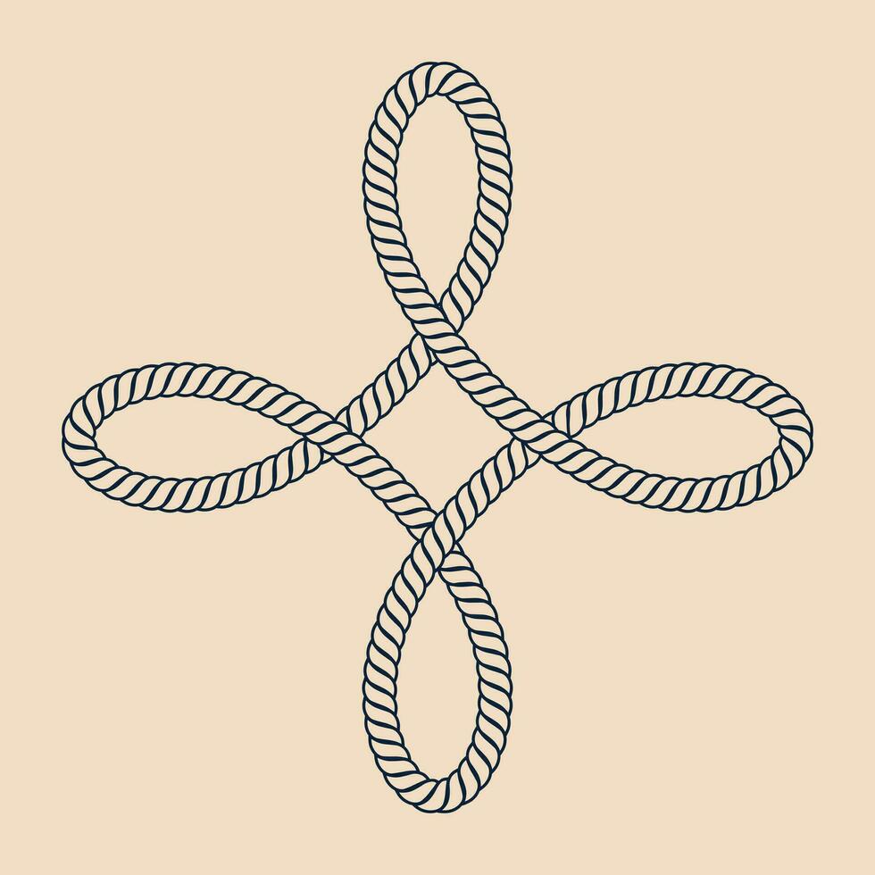 un cuerda nudo en el forma de un cruzar vector