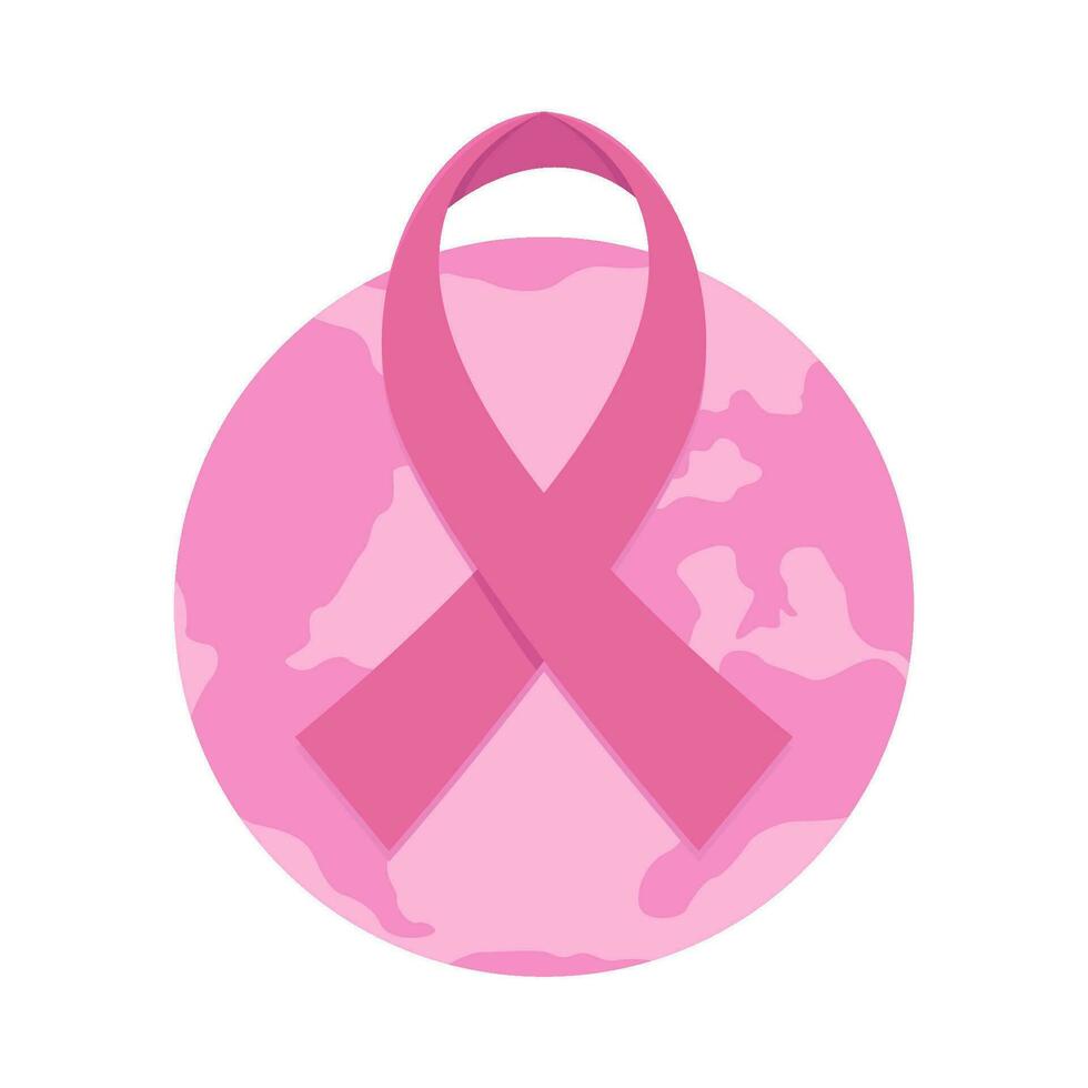 ribbon cancer with earth illustration vector