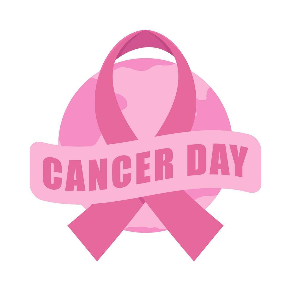 ribbon cancer with earth illustration vector