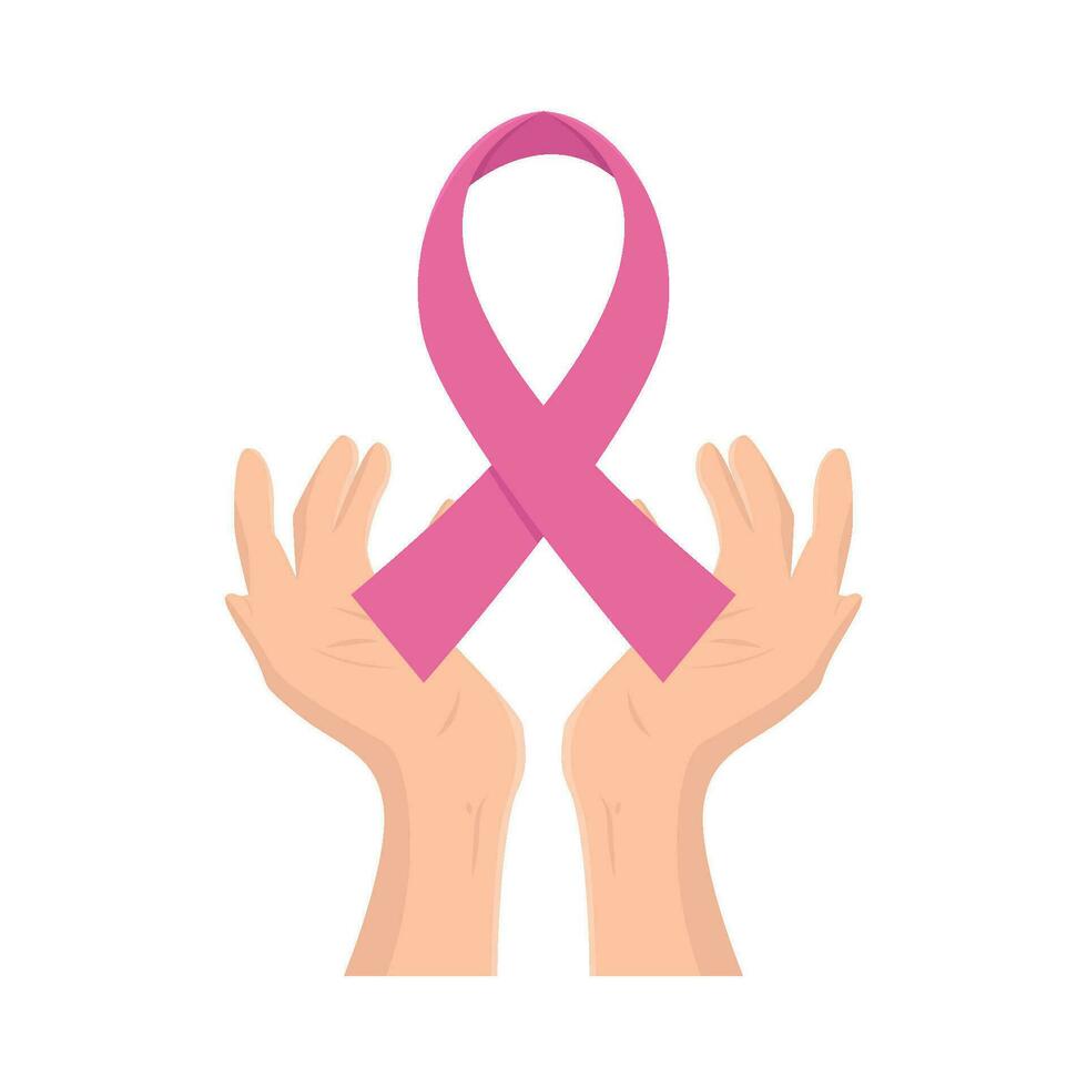 ribbon cancer day  in hand illustration vector