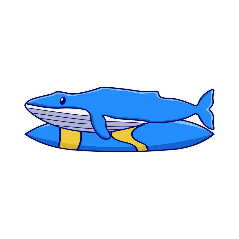 whale in surfing board illustration vector
