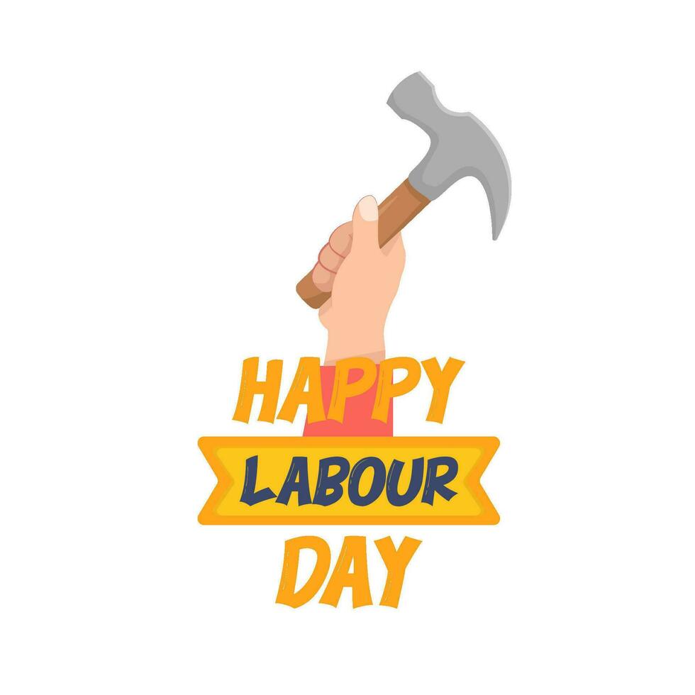 hammer in hand with labour day illustration vector