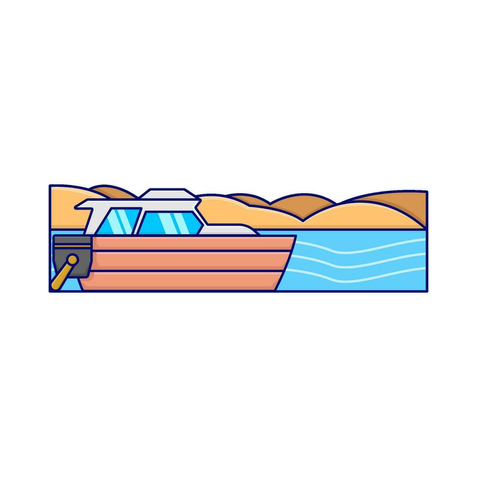 boat in beach illustration vector