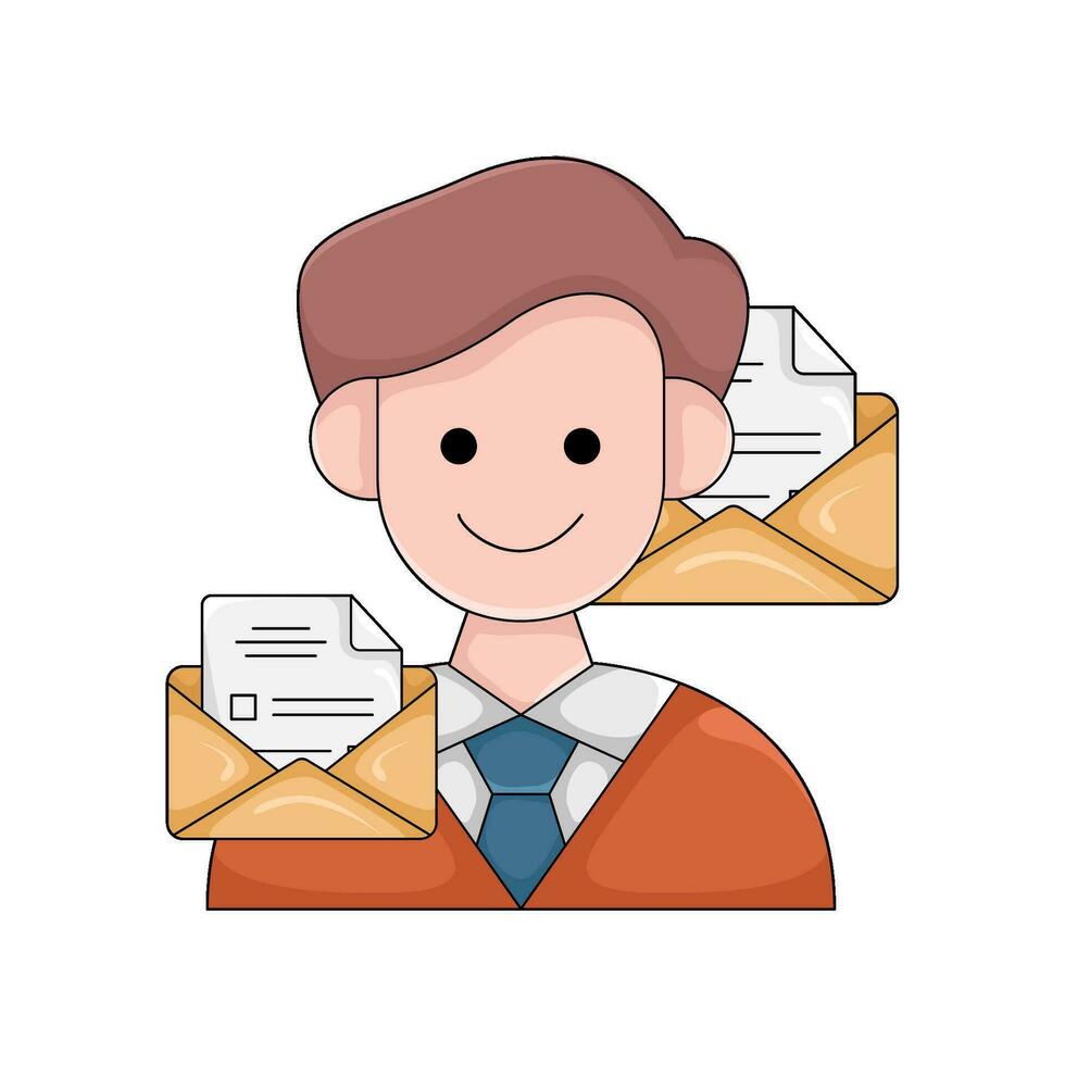 mail with man illustration vector