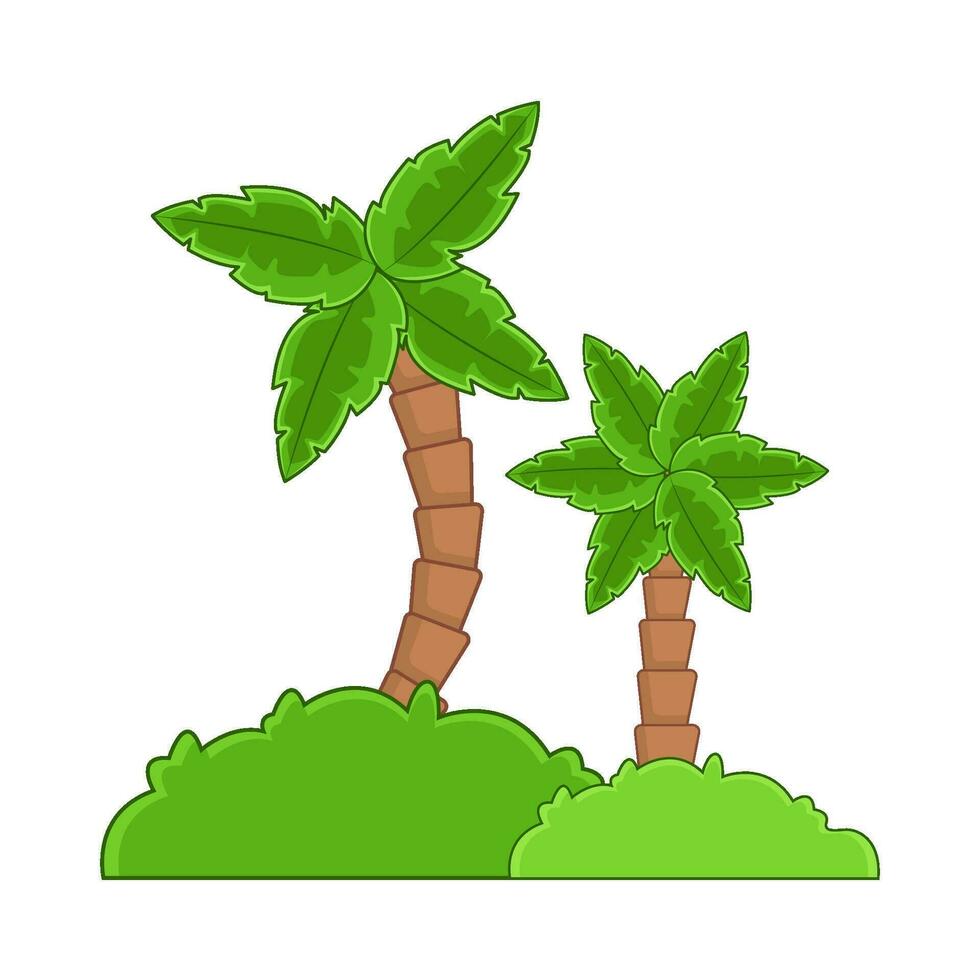 palm tree with grass illustration vector