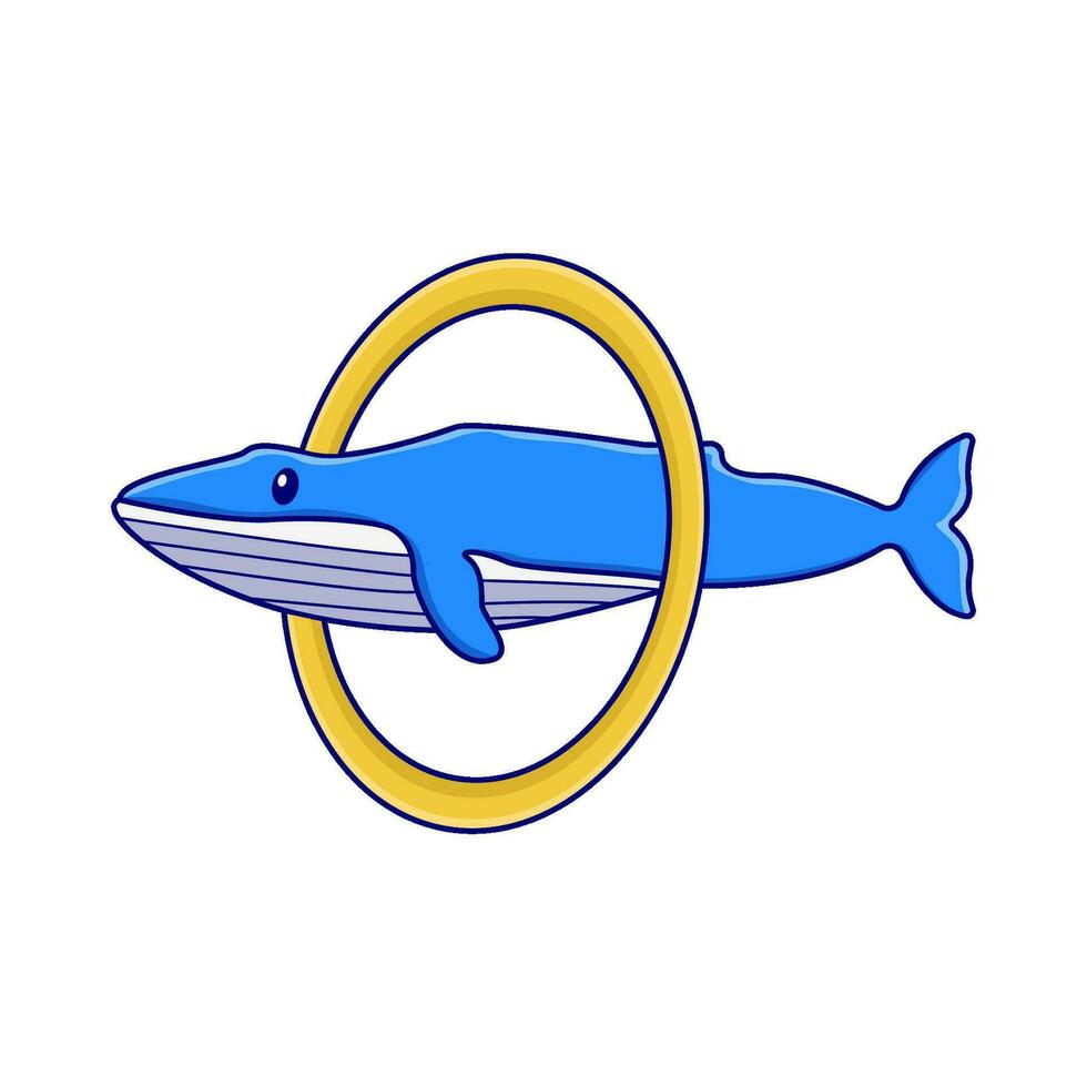 whale in hoolahoop illustration vector