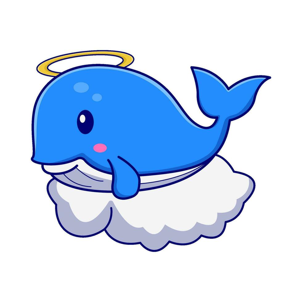 ballena ángel en nube ilustración vector