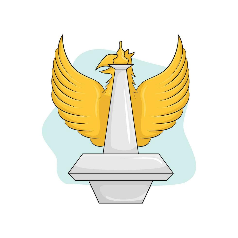 monas with garuda indonesia illustration vector