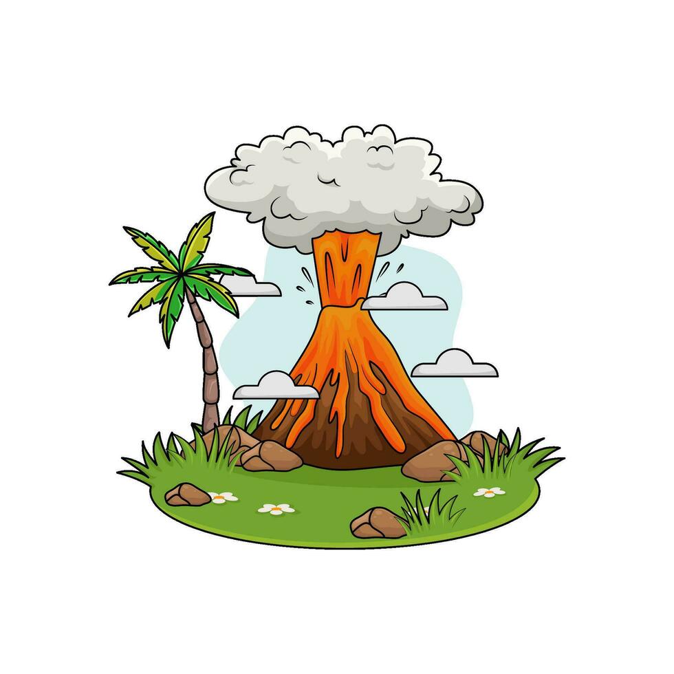 erupción en bosque ilustración vector