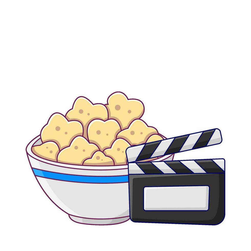 popcorn with action board illustration vector