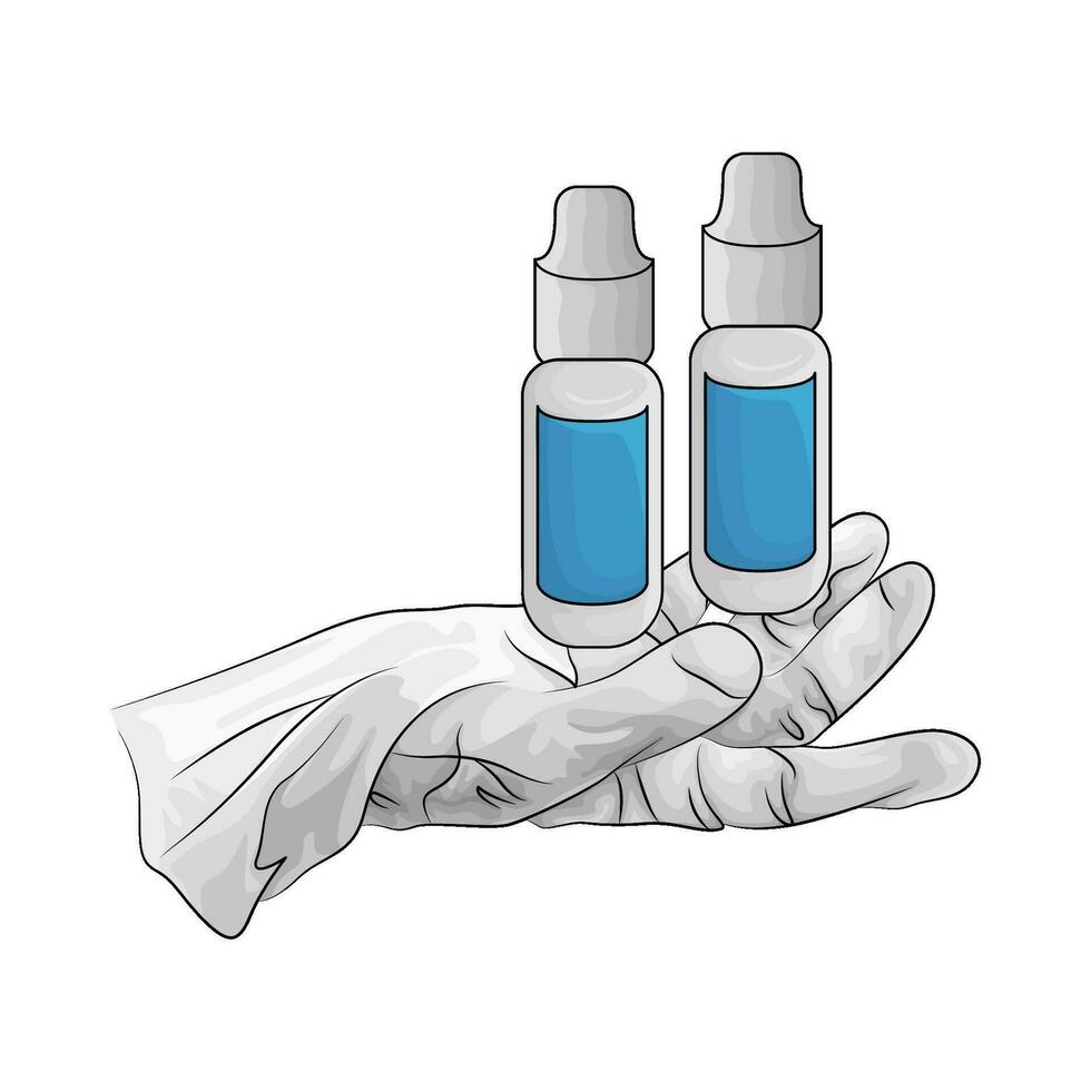 bottle drug  in hand illustration vector