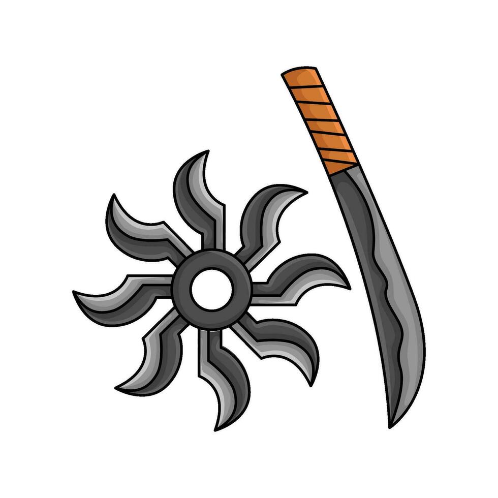 shuriken with samurai illustration vector