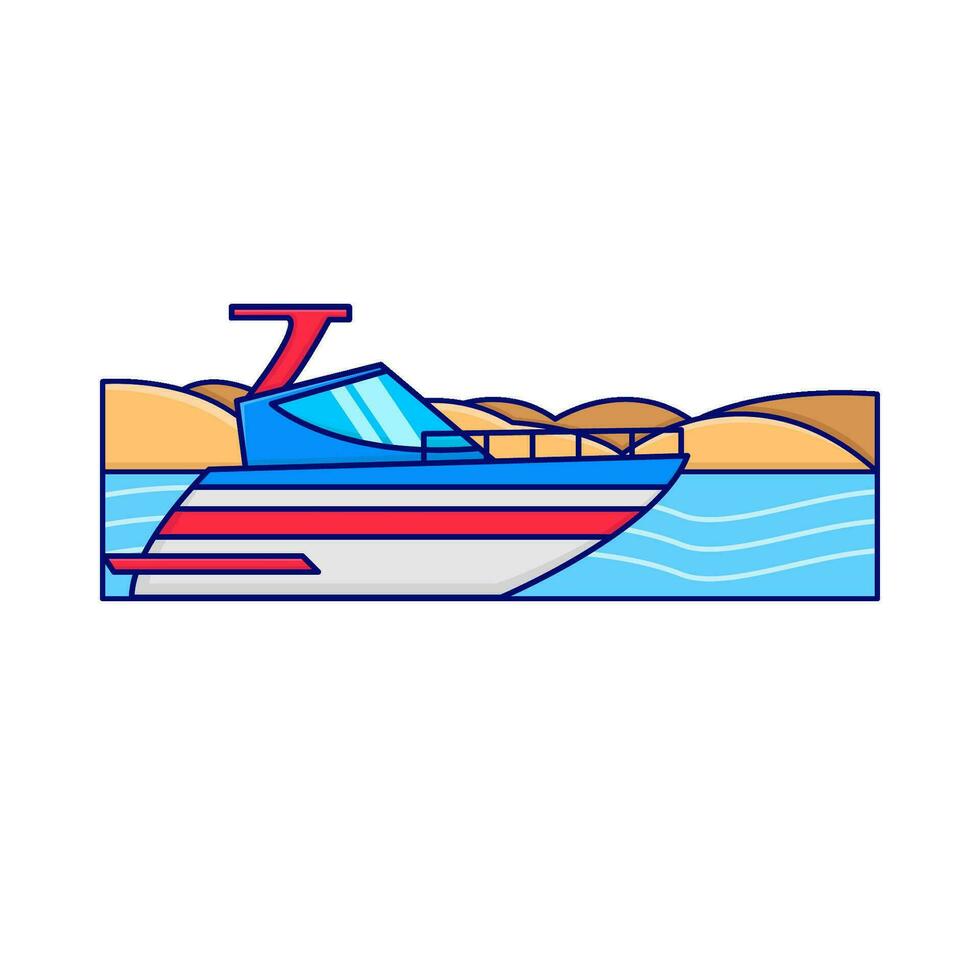 boat in beach illustration vector