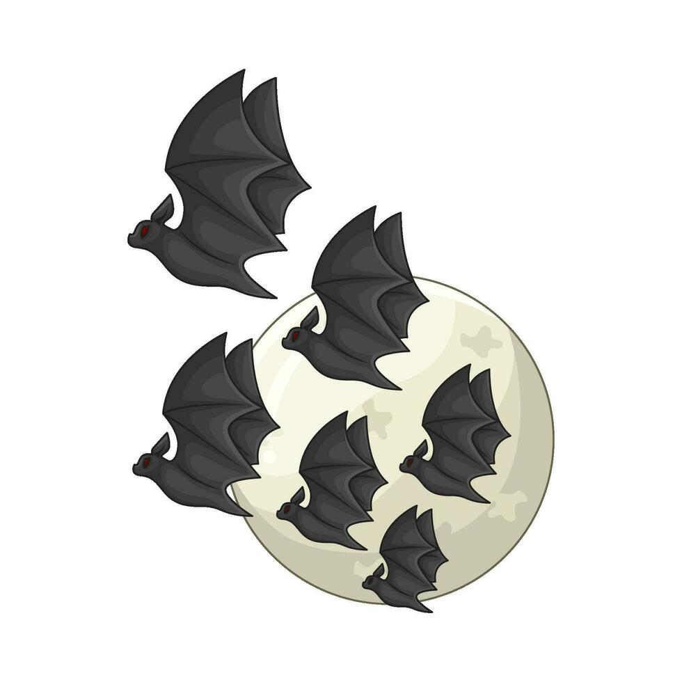 lleno Luna con murciélago mosca ilustración vector