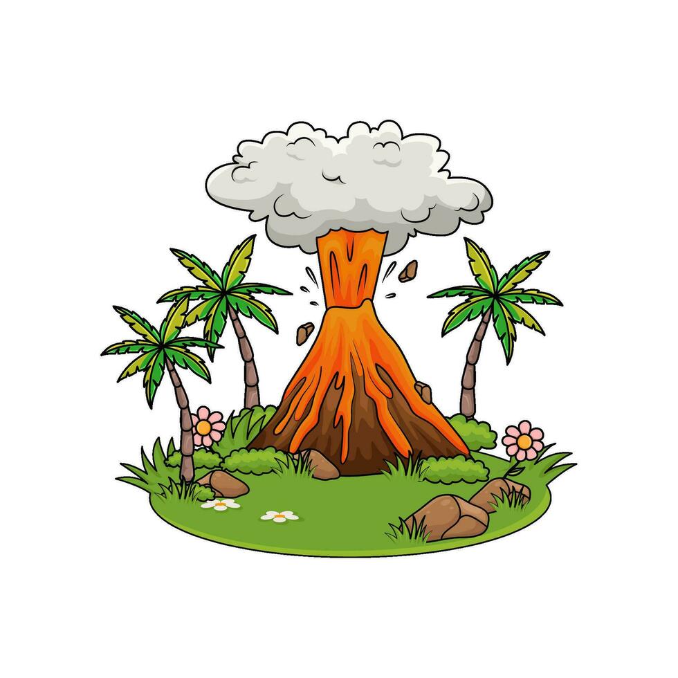 erupción en bosque ilustración vector