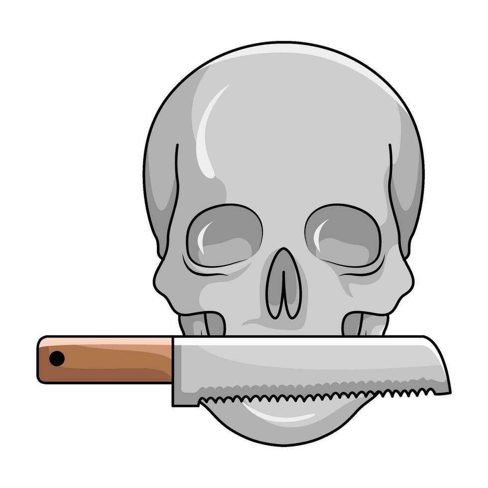 knife with skull illustration vector