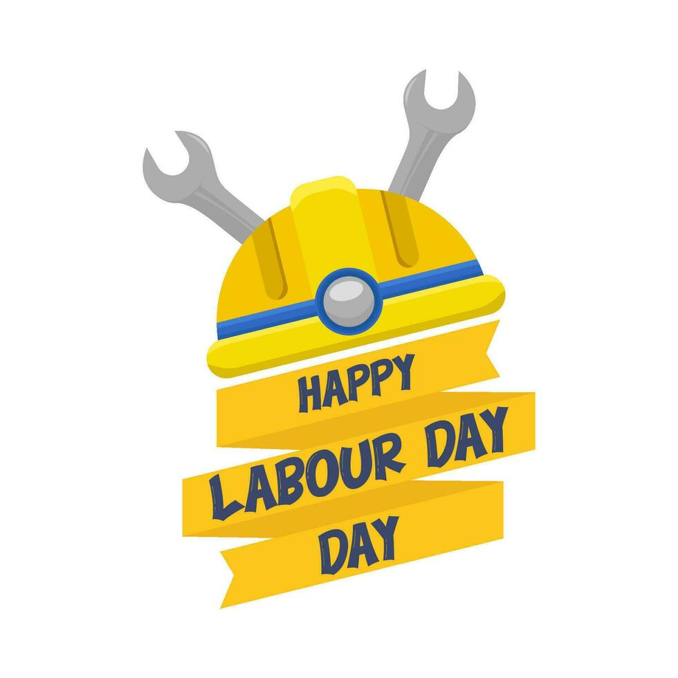 happy labour day, helmet with wrench tools illustration vector
