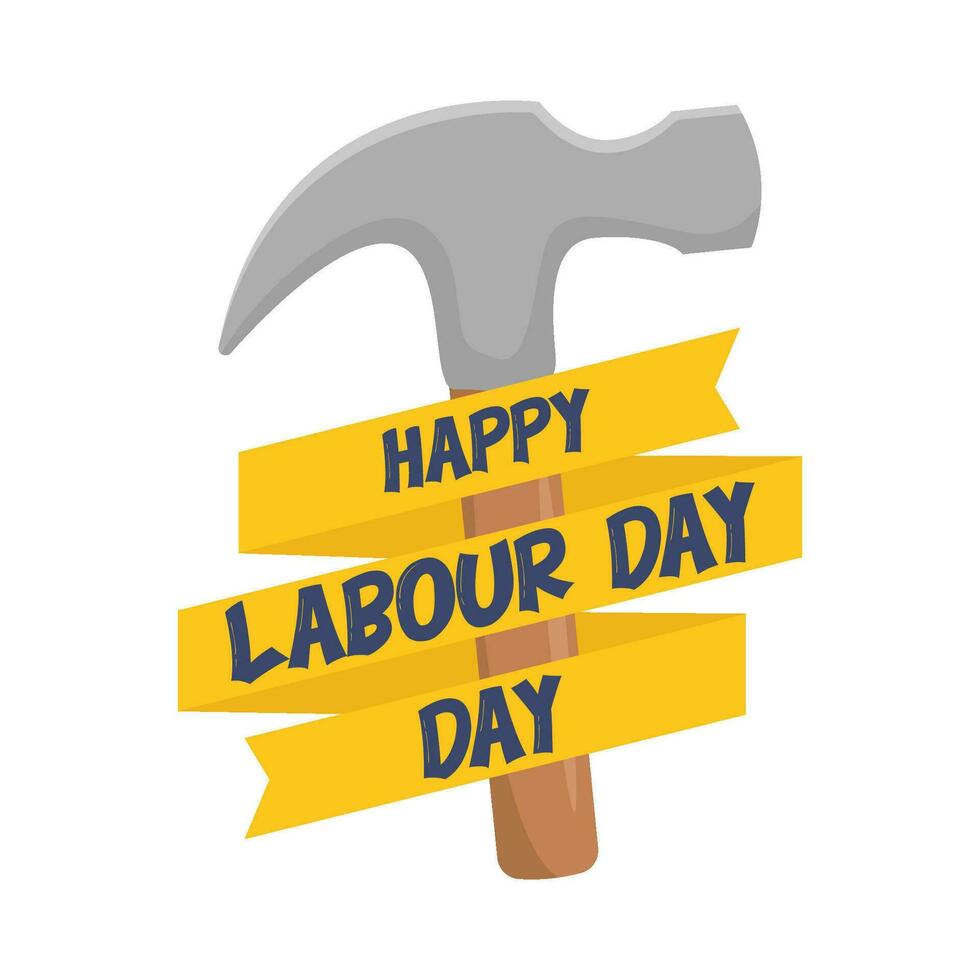 hammer with happy labour day illustration vector