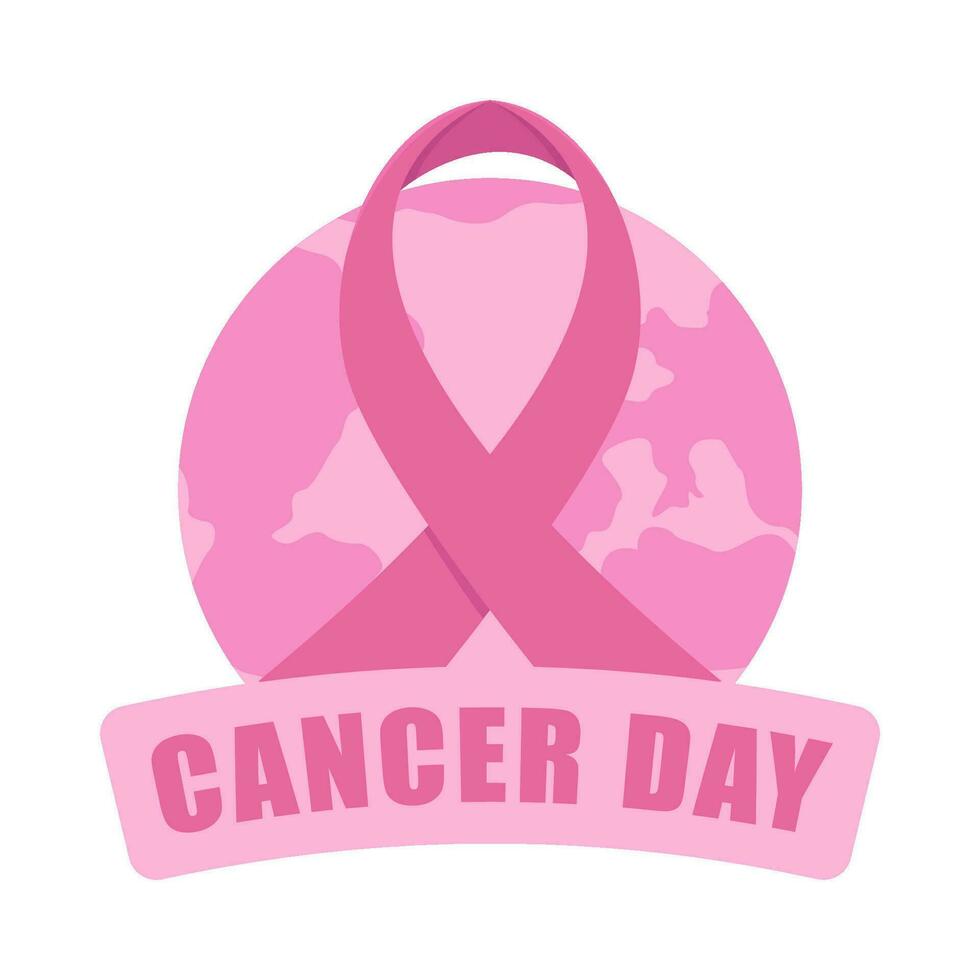 ribbon cancer world day  illustration vector