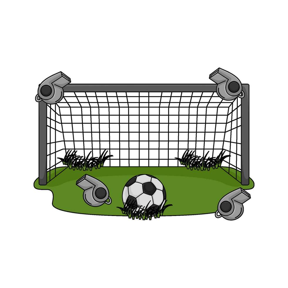 fútbol pelota, silbar con objetivo ilustración vector