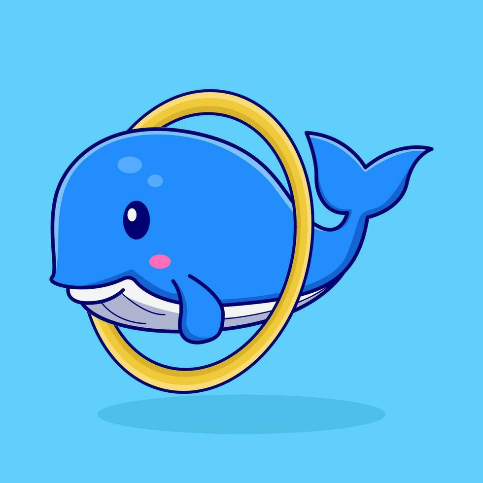 ballena en Hoola Hoop con en nadando piscina ilustración vector