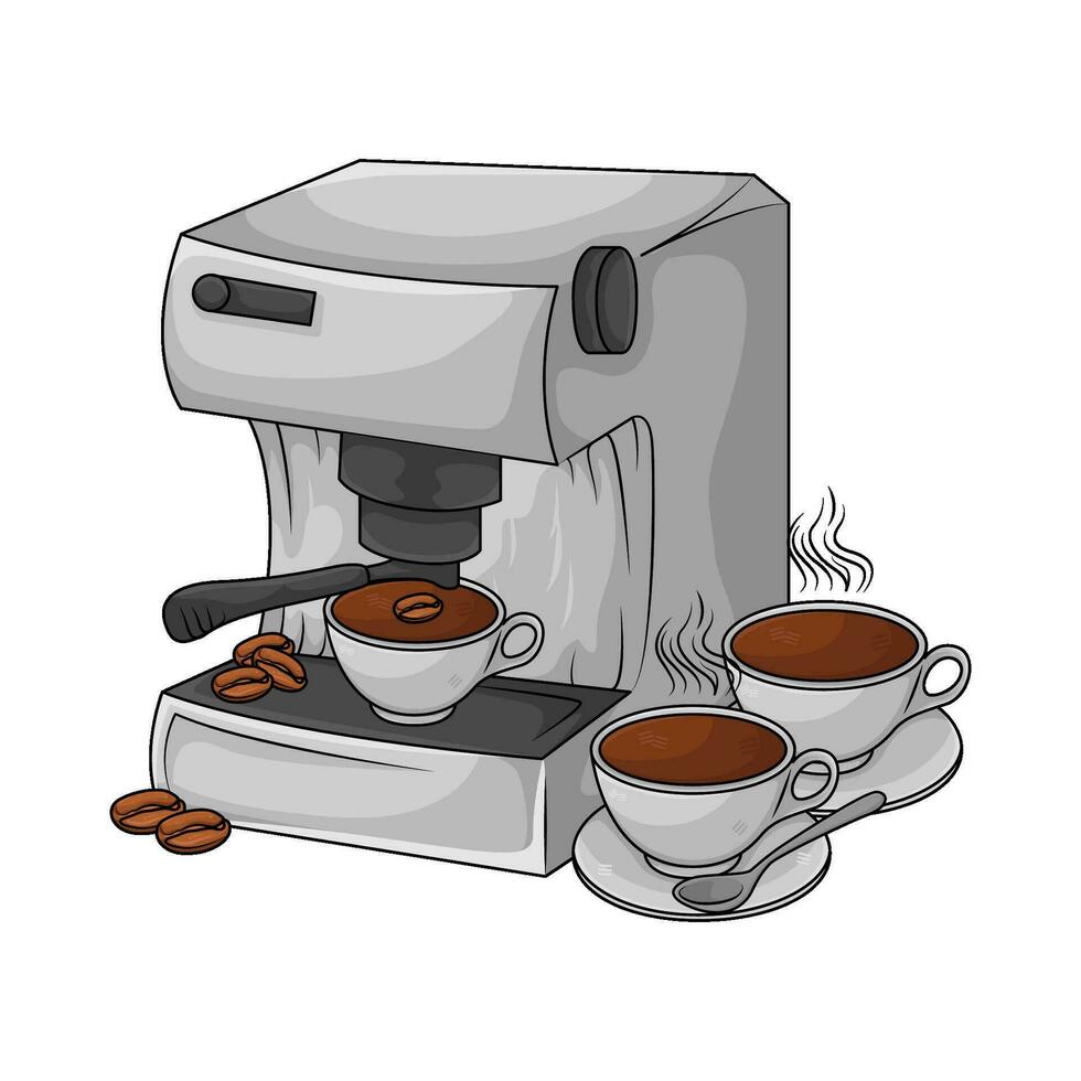 café bebida con café bebida en café máquina ilustración vector