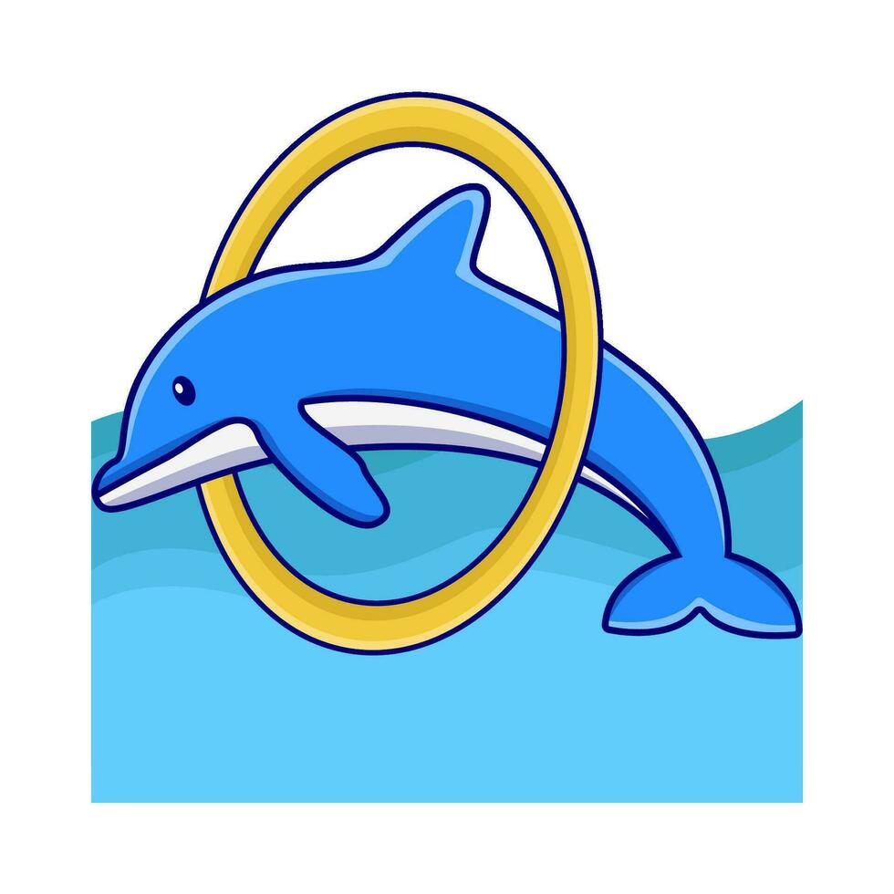 whale in hoolahoop with in swimming pool  illustration vector