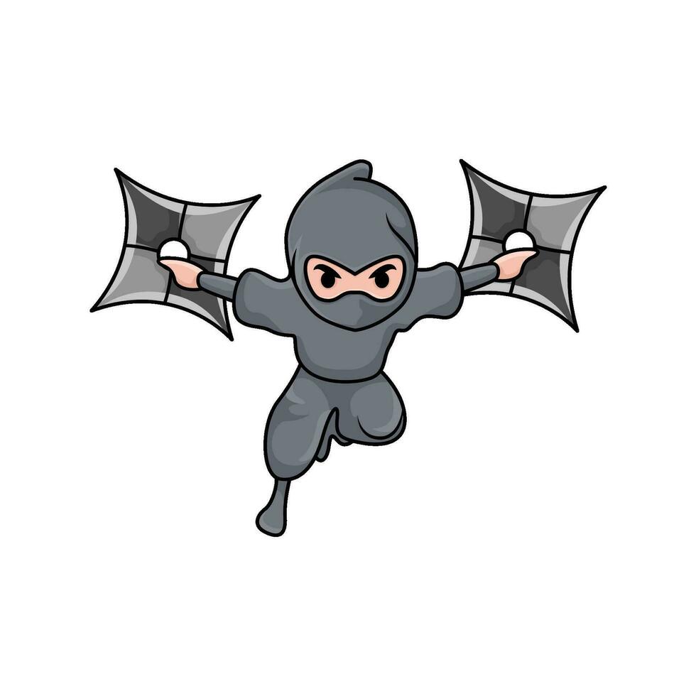 shuriken en mano ninja ilustración vector
